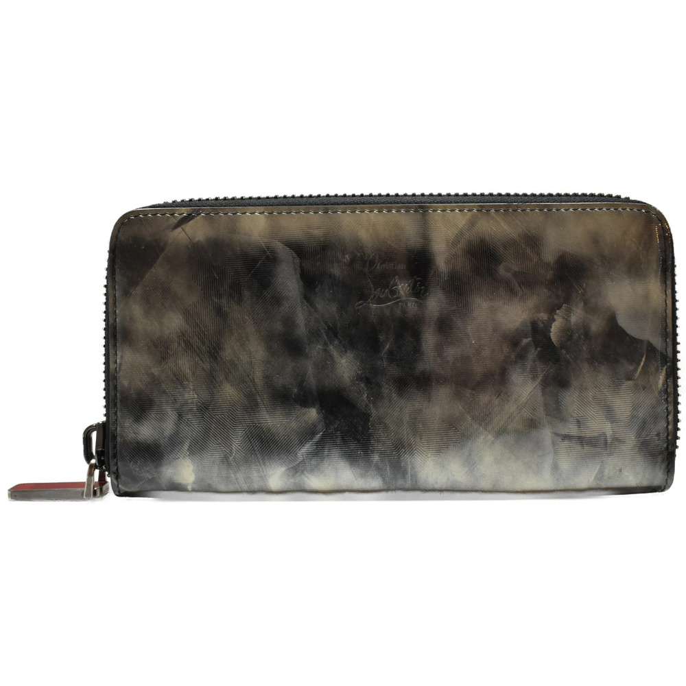 Christian Louboutin Panettone Round Zipper Long Wallet Enamel Gray
